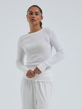 Seamless Basic Jacquard Fiore | Cotton L/S T-Shirt Off-White