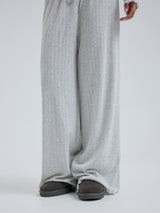 Seamless Basic Jacquard Pants | Cotton Pants Lt grey melange