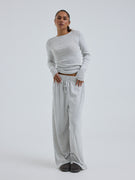 Jacquard Pants | Cotton - Lt grey melange