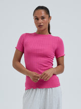 Seamless Basic Jacquard Short Sleeve | Cotton S/S T-Shirt Berry Pink