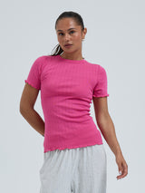 Seamless Basic Jacquard Short Sleeve | Cotton S/S T-Shirt Berry Pink