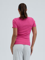 Seamless Basic Jacquard Short Sleeve | Cotton S/S T-Shirt Berry Pink