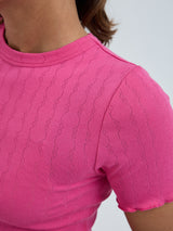 Seamless Basic Jacquard Short Sleeve | Cotton S/S T-Shirt Berry Pink