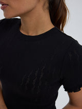 Seamless Basic Jacquard Short Sleeve | Cotton S/S T-Shirt Black