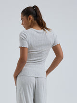 Seamless Basic Jacquard Short Sleeve | Cotton S/S T-Shirt Lt grey melange