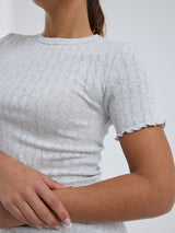 Seamless Basic Jacquard Short Sleeve | Cotton S/S T-Shirt Lt grey melange