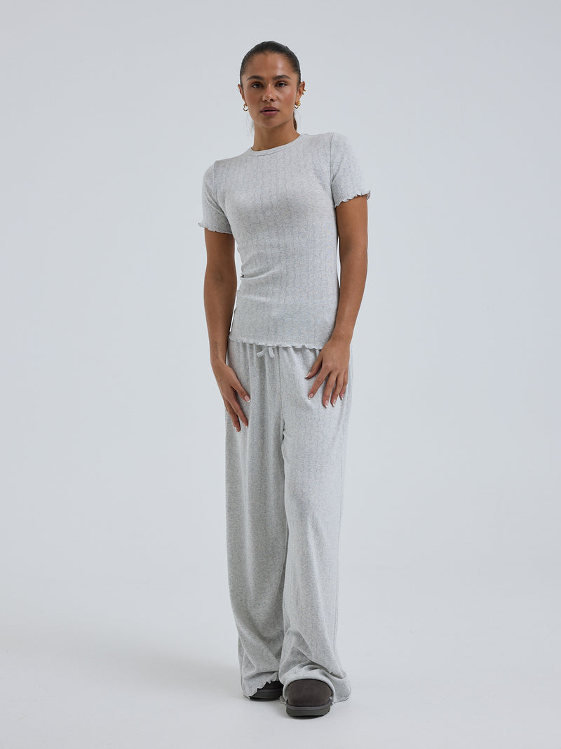 Seamless Basic Jacquard Short Sleeve | Cotton S/S T-Shirt Lt grey melange