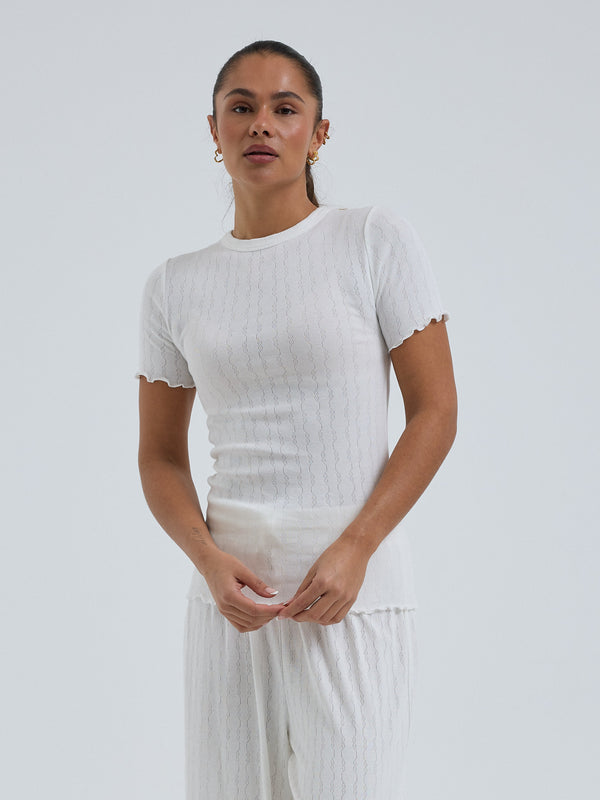 Seamless Basic Jacquard Short Sleeve | Cotton S/S T-Shirt Off-White