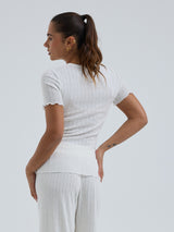 Seamless Basic Jacquard Short Sleeve | Cotton S/S T-Shirt Off-White