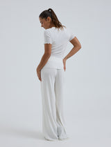 Seamless Basic Jacquard Short Sleeve | Cotton S/S T-Shirt Off-White