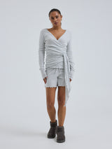 Seamless Basic Jacquard Shorts | Cotton Shorts Lt grey melange