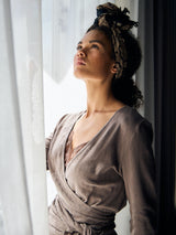 Seamless Basic Jacquard Wrap | Cotton Cardigan Fungi
