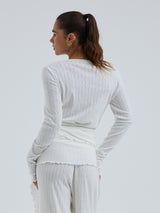 Seamless Basic Jacquard Wrap | Cotton Cardigan Off-White