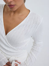 Seamless Basic Jacquard Wrap | Cotton Cardigan Off-White