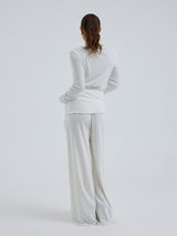 Seamless Basic Jacquard Wrap | Cotton Cardigan Off-White