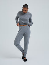 Seamless Basic Knitted leggings | Wool Cashmere T-shirt Ash Melange