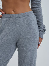 Seamless Basic Knitted leggings | Wool Cashmere T-shirt Ash Melange