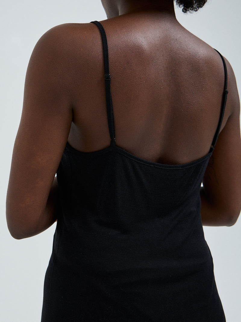 Seamless Basic Lace Silk Cami | Mulberry Silk Cami top Black w. Black