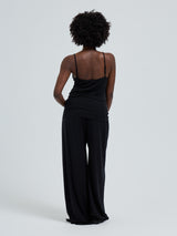 Seamless Basic Lace Silk Cami | Mulberry Silk Cami top Black w. Black