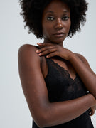 Lace Silk Cami | Mulberry Silk - Black w. Black