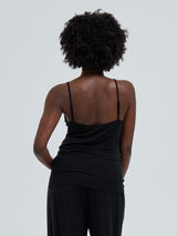 Seamless Basic Lace Silk Cami | Mulberry Silk Cami top Black w. Rosie Beige