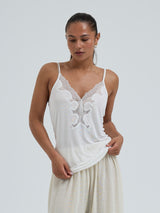 Seamless Basic Lace Silk Cami | Mulberry Silk Cami top Off-White