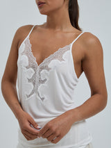 Seamless Basic Lace Silk Cami | Mulberry Silk Cami top Off-White