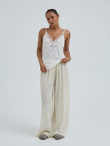 Seamless Basic Lace Silk Cami | Mulberry Silk Cami top Off-White