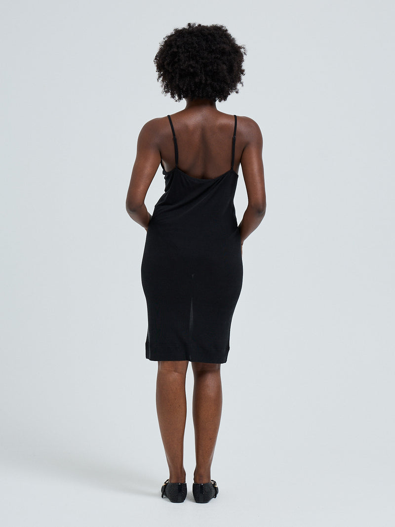 Seamless Basic Lace Silk Slip | Mulberry Silk Slip Dress Black w. Rosie Beige