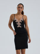 Lace Silk Slip | Mulberry Silk - Black w. Rosie Beige