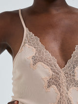Seamless Basic Lace Silk Slip | Mulberry Silk Slip Dress Rosie Beige w. Rosie Beige