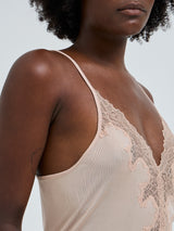 Seamless Basic Lace Silk Slip | Mulberry Silk Slip Dress Rosie Beige w. Rosie Beige