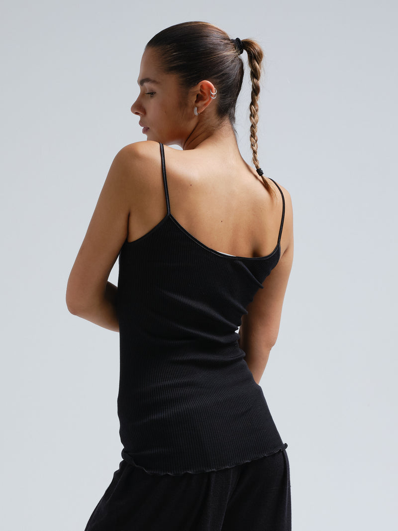 Seamless Basic Lara | Wool Silk Cami top Black