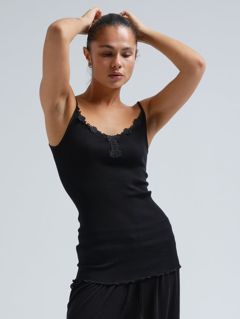 Seamless Basic Lara | Wool Silk Cami top Black