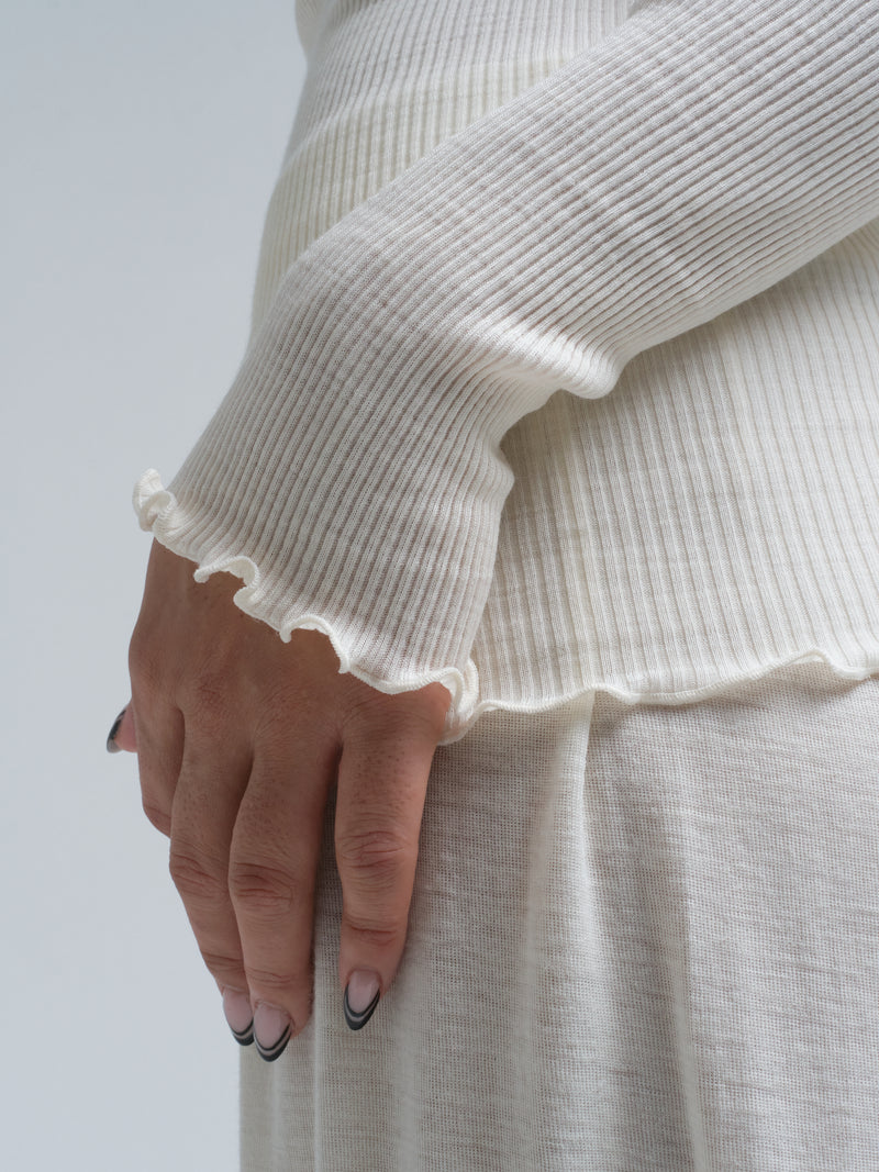 Seamless Basic Lucia | Wool - Silk Blouse Off-White