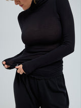 Seamless Basic Nouveau | Cotton Roll Neck Black