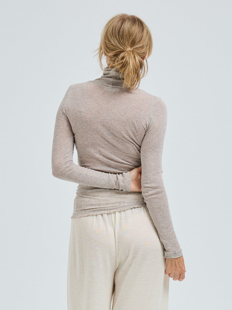 Seamless Basic Nouveau | Cotton Roll Neck Desert Melange