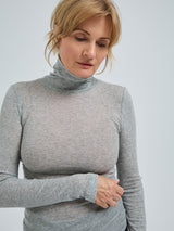 Seamless Basic Nouveau | Cotton Roll Neck Grey Melange