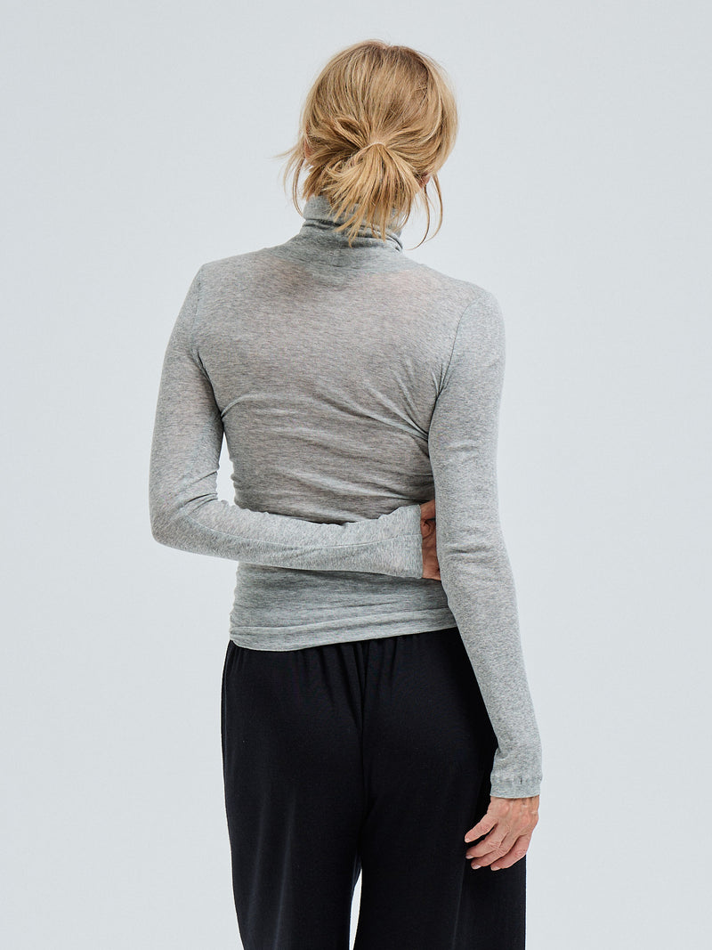 Seamless Basic Nouveau | Cotton Roll Neck Grey Melange