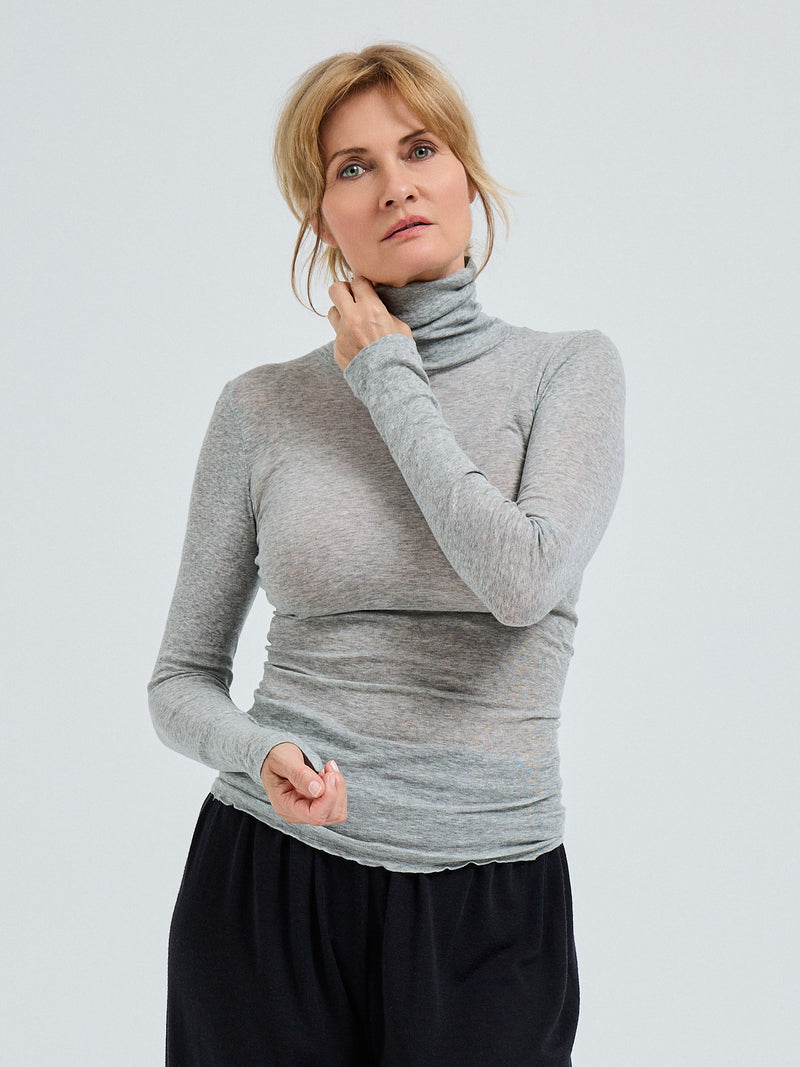 Seamless Basic Nouveau | Cotton Roll Neck Grey Melange