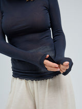 Seamless Basic Nouveau | Cotton Roll Neck Midnight