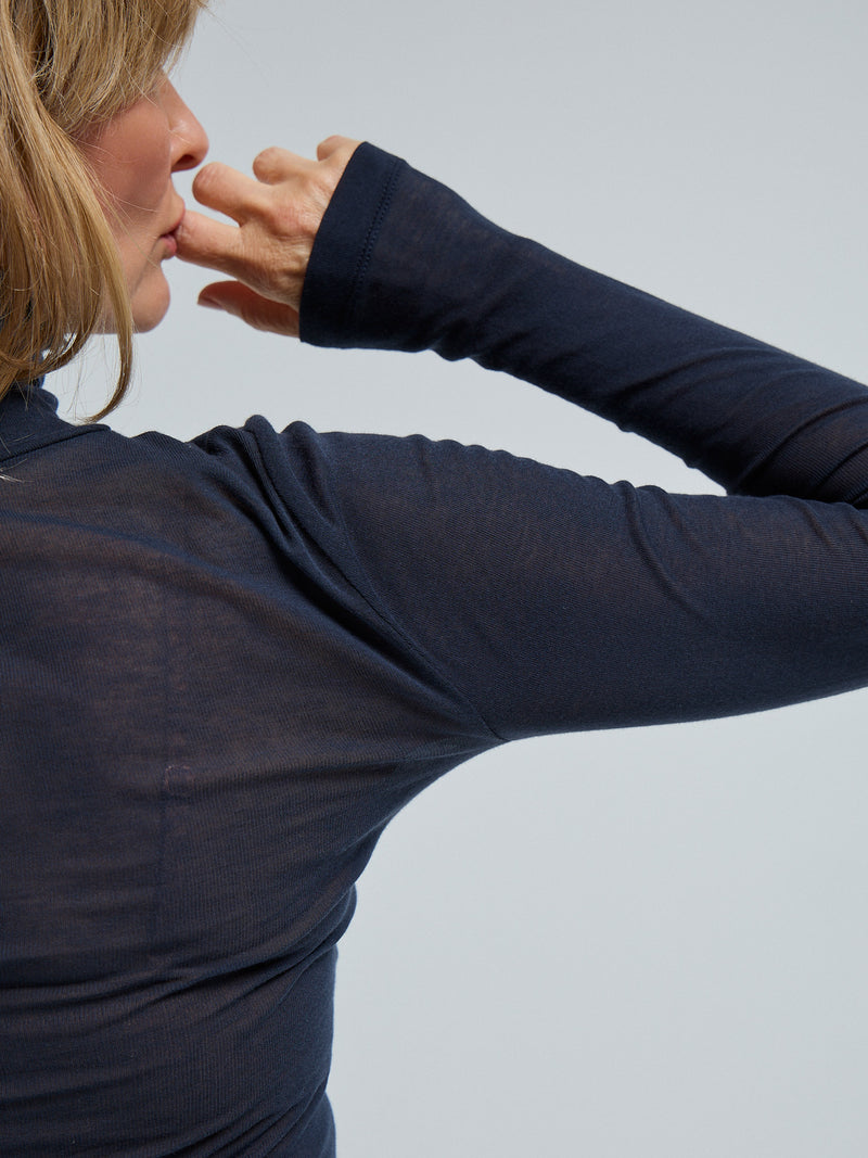 Seamless Basic Nouveau | Cotton Roll Neck Midnight