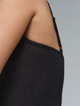 Seamless Basic Piccola | Merino wool Strap Top Black