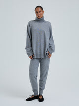 Seamless Basic Roll Neck Jumper | Wool Cashmere Roll Neck Ash Melange