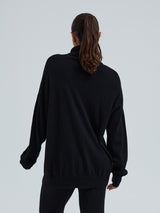 Seamless Basic Roll Neck Jumper | Wool Cashmere Roll Neck Black
