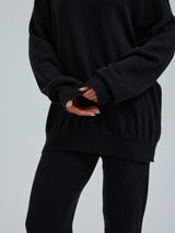 Seamless Basic Roll Neck Jumper | Wool Cashmere Roll Neck Black