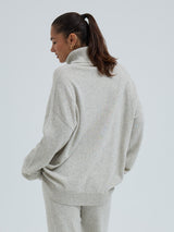 Seamless Basic Roll Neck Jumper | Wool Cashmere Roll Neck Ecru Melange