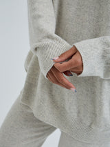 Seamless Basic Roll Neck Jumper | Wool Cashmere Roll Neck Ecru Melange