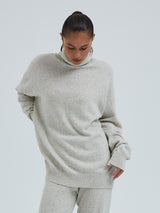 Seamless Basic Roll Neck Jumper | Wool Cashmere Roll Neck Ecru Melange