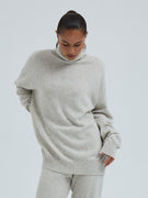 Roll Neck Jumper | Wool Cashmere - Ecru Melange